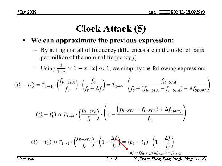 May 2018 doc. : IEEE 802. 11 -18/0939 r 0 Clock Attack (5) Submission