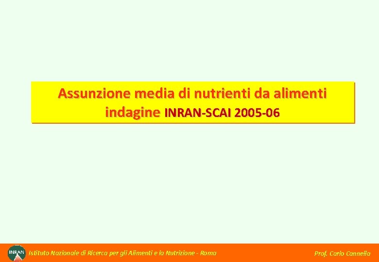 Assunzione media di nutrienti da alimenti indagine INRAN-SCAI 2005 -06 Istituto Nazionale di Ricerca