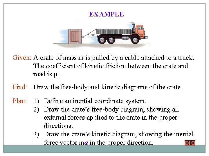 EXAMPLE Given: A crate of mass m is pulled by a cable attached to