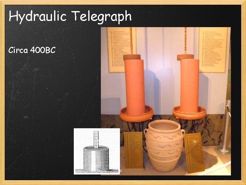 Hydraulic Telegraph Circa 400 BC 