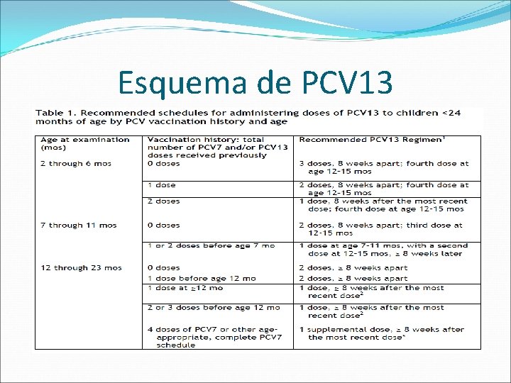 Esquema de PCV 13 