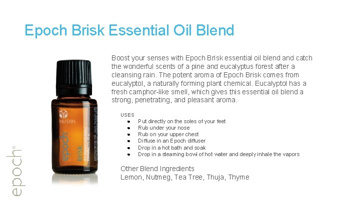 Epoch Brisk Essential Oil Blend Boost your senses with Epoch Brisk essential oil blend