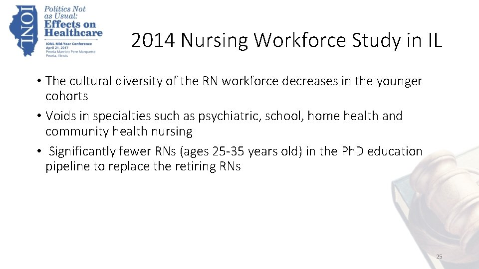 2014 Nursing Workforce Study in IL • The cultural diversity of the RN workforce