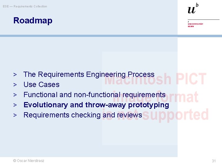 ESE — Requirements Collection Roadmap > The Requirements Engineering Process > Use Cases >