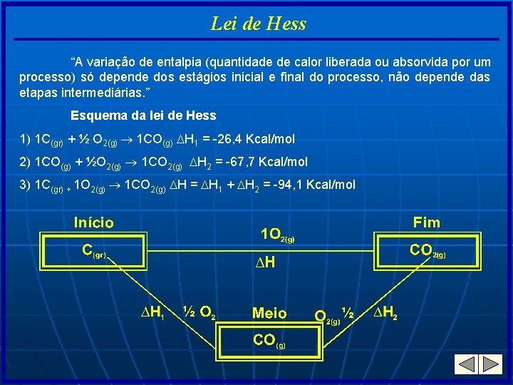 Lei de Hess “A variação de entalpia (quantidade de calor liberada ou absorvida por
