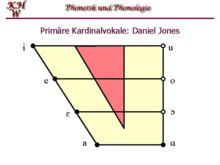 Primäre Kardinalvokale: Daniel Jones i u e o ɔ ɛ a ɑ 