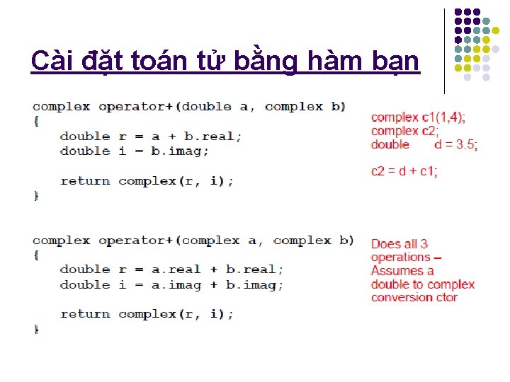 Cài đặt toán tử bằng hàm bạn 