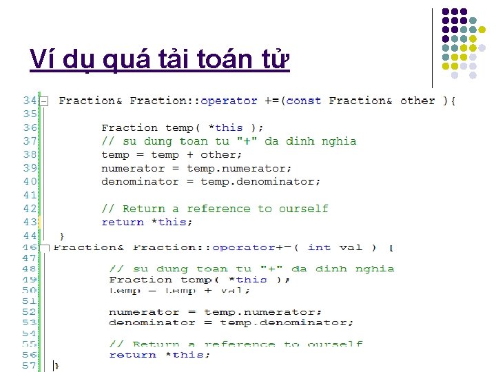 Ví dụ quá tải toán tử 