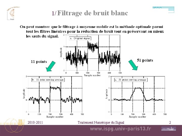 1/ 2010 -2011 Traitement Numérique du Signal 2 