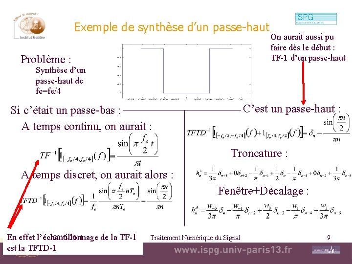 Exemple de synthèse d’un passe-haut Problème : On aurait aussi pu faire dès le