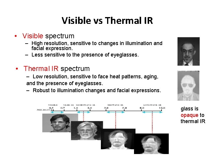 Visible vs Thermal IR • Visible spectrum – High resolution, sensitive to changes in Visible vs Thermal IR • Visible spectrum – High resolution, sensitive to changes in