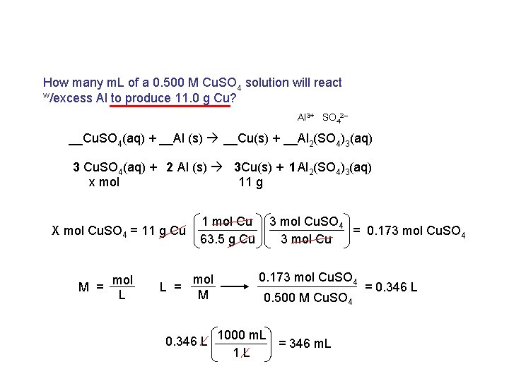 How many m. L of a 0. 500 M Cu. SO 4 solution will