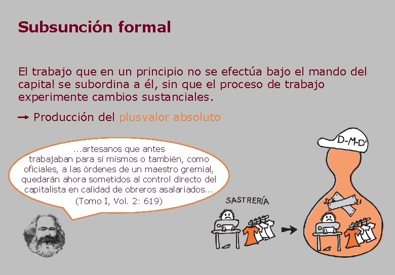 Subsunción formal El trabajo que en un principio no se efectúa bajo el mando