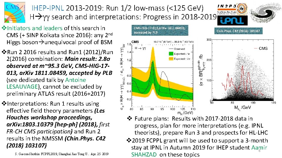 IHEP-IPNL 2013 -2019: Run 1/2 low-mass (<125 Ge. V) H gg search and interpretations: