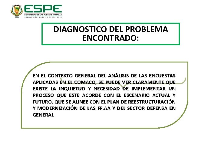 DIAGNOSTICO DEL PROBLEMA ENCONTRADO: EN EL CONTEXTO GENERAL DEL ANÁLISIS DE LAS ENCUESTAS APLICADAS