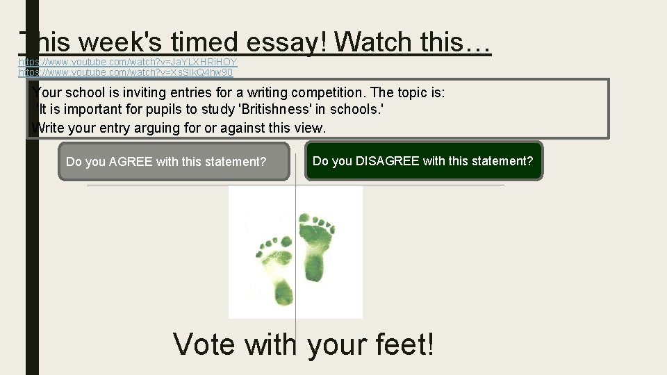 This week's timed essay! Watch this… https: //www. youtube. com/watch? v=Ja. YLXHRi. HOY https: