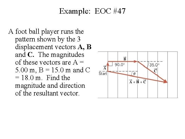 Example: EOC #47 A foot ball player runs the pattern shown by the 3