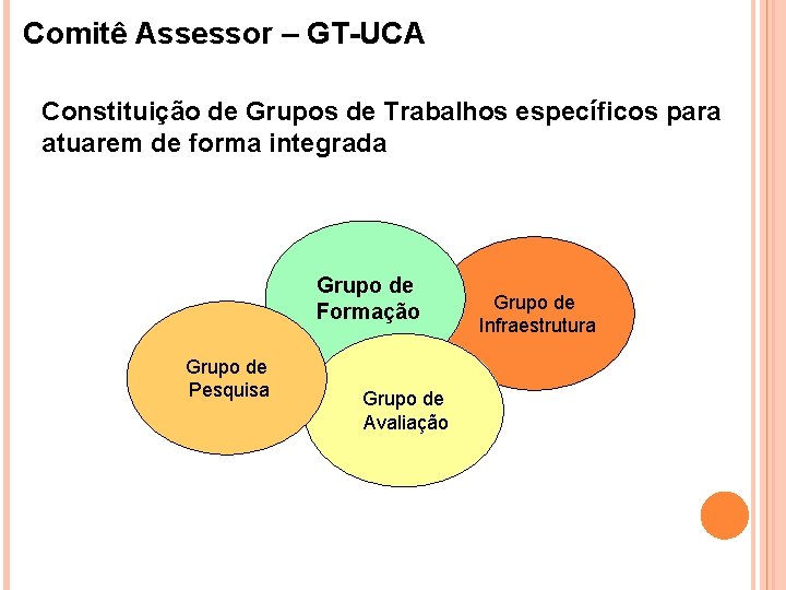 Comitê Assessor – GT-UCA Constituição de Grupos de Trabalhos específicos para atuarem de forma