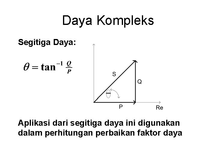 Daya Kompleks Segitiga Daya: Aplikasi dari segitiga daya ini digunakan dalam perhitungan perbaikan faktor