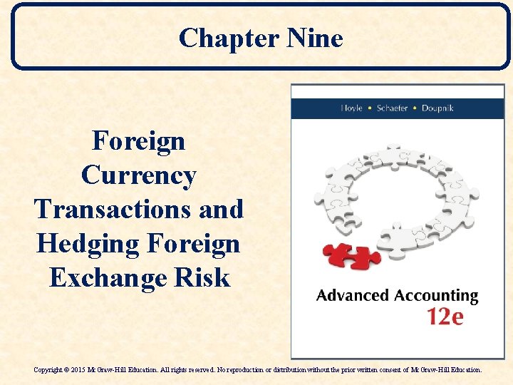 Chapter Nine Foreign Currency Transactions and Hedging Foreign Exchange Risk Copyright © 2015 Mc.