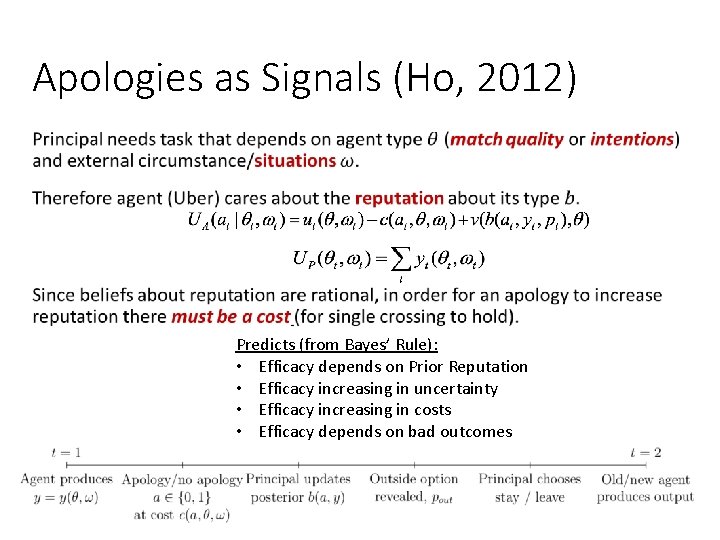 Apologies as Signals (Ho, 2012) ● Predicts (from Bayes’ Rule): • Efficacy depends on