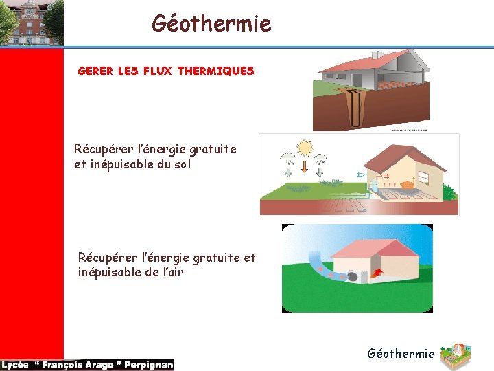 Géothermie GERER LES FLUX THERMIQUES Récupérer l’énergie gratuite et inépuisable du sol Récupérer l’énergie