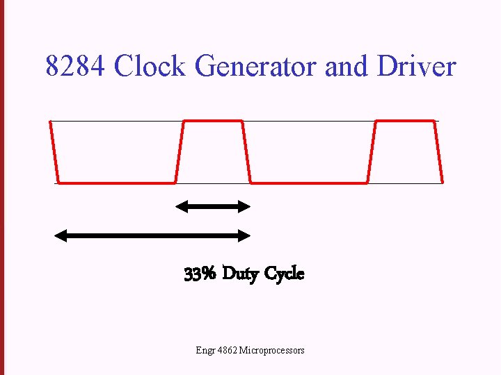 8284 Clock Generator and Driver 33% Duty Cycle Engr 4862 Microprocessors 