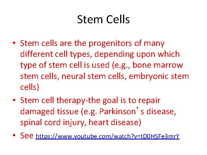 Stem Cells • Stem cells are the progenitors of many different cell types, depending