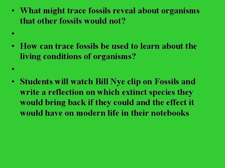  • What might trace fossils reveal about organisms that other fossils would not?