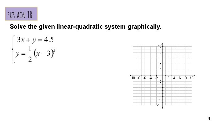 explain 1 B Solve the given linear-quadratic system graphically. 4 