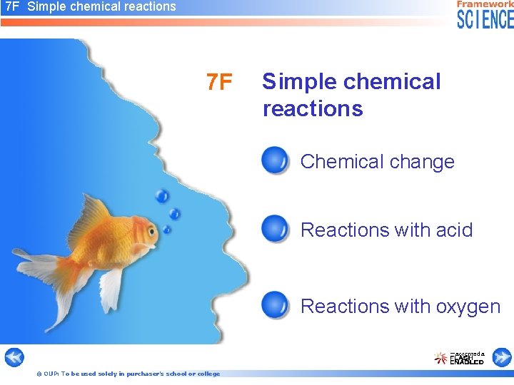 7 F Simple chemical reactions Chemical change Reactions with acid Reactions with oxygen ©