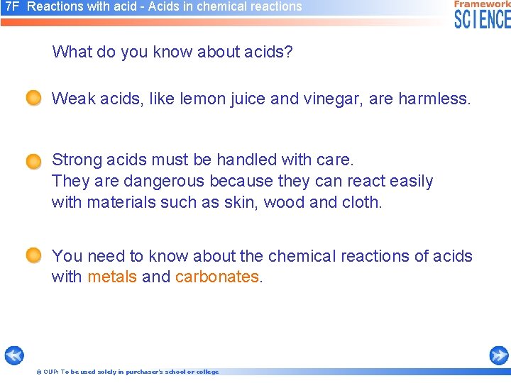 7 F Reactions with acid - Acids in chemical reactions What do you know