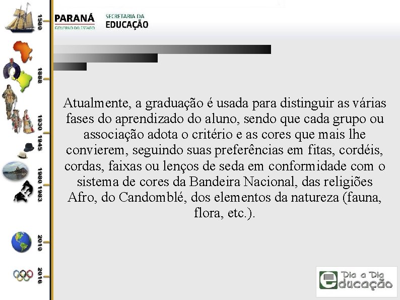 Atualmente, a graduação é usada para distinguir as várias fases do aprendizado do aluno,