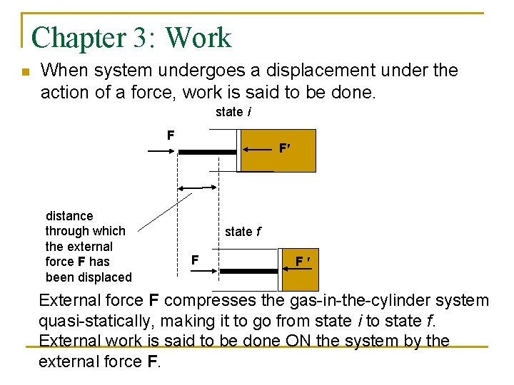 Chapter 3: Work n When system undergoes a displacement under the action of a