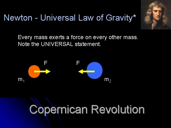 Newton - Universal Law of Gravity* Every mass exerts a force on every other Newton - Universal Law of Gravity* Every mass exerts a force on every other