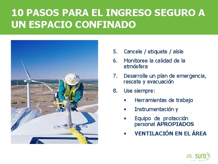 10 PASOS PARA EL INGRESO SEGURO A UN ESPACIO CONFINADO 5. Cancele / etiquete