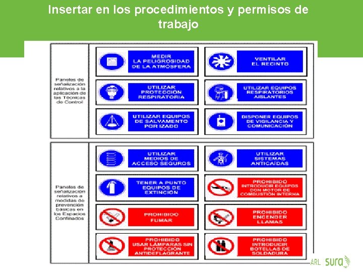 Insertar en los procedimientos y permisos de trabajo ARP SURA 