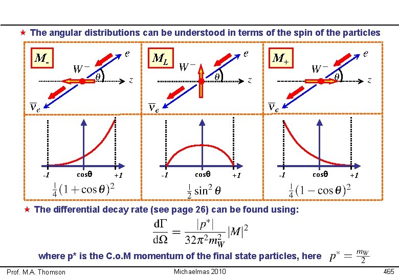  « The angular distributions can be understood in terms of the spin of