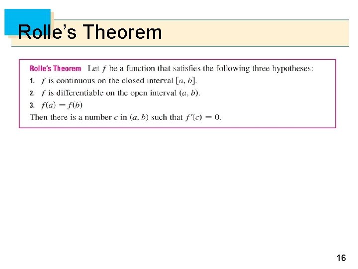 Rolle’s Theorem 16 