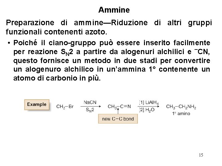 Ammine Preparazione di ammine—Riduzione di altri gruppi funzionali contenenti azoto. • Poiché il ciano-gruppo