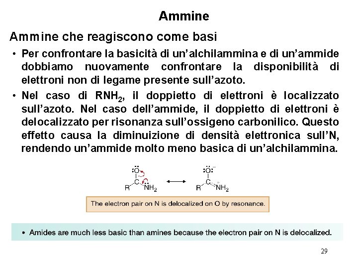 Ammine che reagiscono come basi • Per confrontare la basicità di un’alchilammina e di