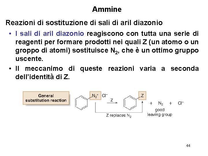 Ammine Reazioni di sostituzione di sali di aril diazonio • I sali di aril