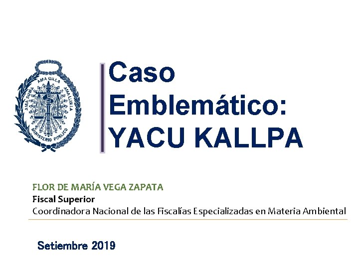 Caso Emblemático: YACU KALLPA FLOR DE MARÍA VEGA ZAPATA Fiscal Superior Coordinadora Nacional de