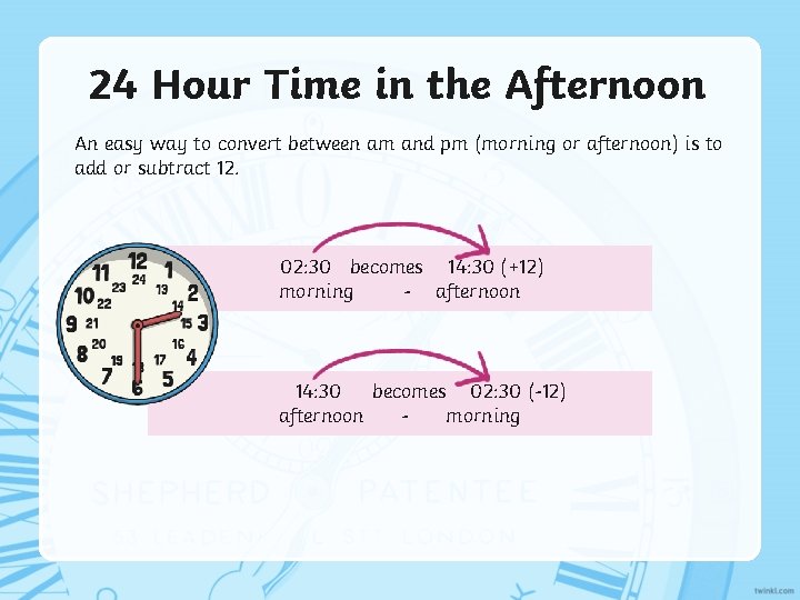 24 Hour Time in the Afternoon An easy way to convert between am and
