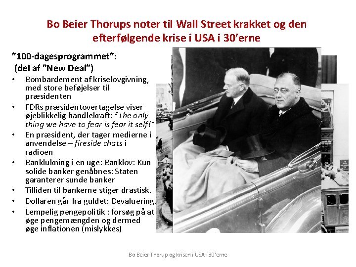 Bo Beier Thorups noter til Wall Street krakket og den efterfølgende krise i USA