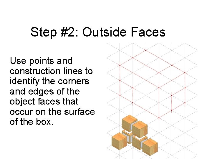 Step #2: Outside Faces Use points and construction lines to identify the corners and