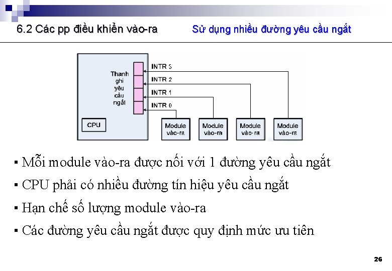 6. 2 Các pp điều khiển vào-ra Sử dụng nhiều đường yêu cầu ngắt