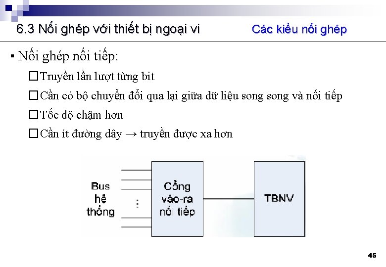 6. 3 Nối ghép với thiết bị ngoại vi Các kiểu nối ghép ▪