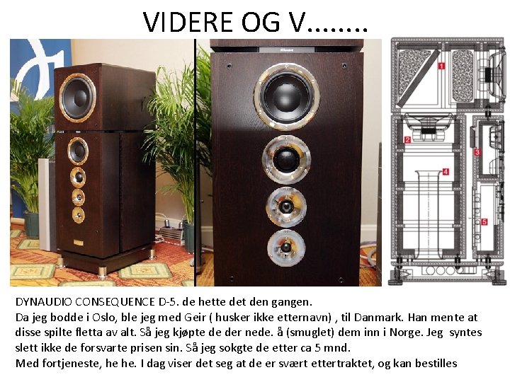 VIDERE OG V. . . . DYNAUDIO CONSEQUENCE D-5. de hette det den gangen. VIDERE OG V. . . . DYNAUDIO CONSEQUENCE D-5. de hette det den gangen.