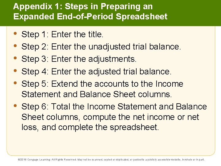 Appendix 1: Steps in Preparing an Expanded End-of-Period Spreadsheet • • • Step 1: